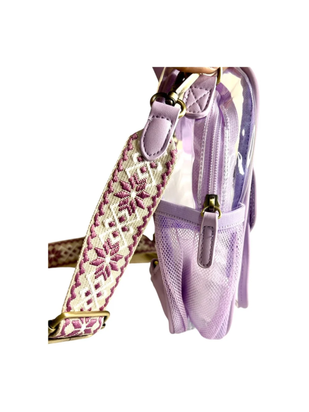 NWOT Ecosusi Lila’s Clear Mini Purple Backpack Stadium Approved.